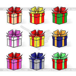 Cartoon gifts set - vector image