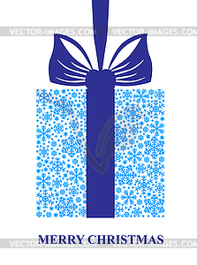 Box snowflakes tied with blue ribbon - vector clip art