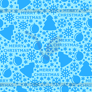 Merry Christmas pattern seamless on light blue - stock vector clipart