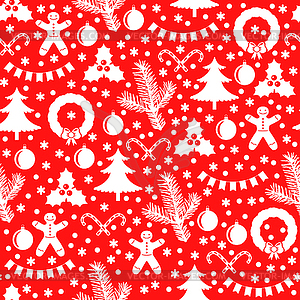 Бесшовные рождественские блесна и венком - векторное изображение клипарта