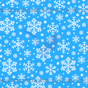 Pattern seamless of white snowflakes on blue - vector image