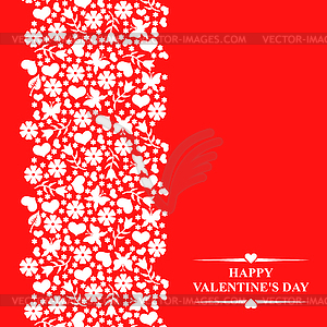 Valentines card with floral elements and hearts on - vector image