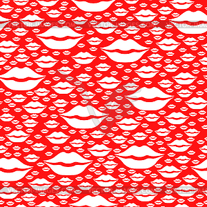 Valentines pattern seamless of kisses on red - vector image