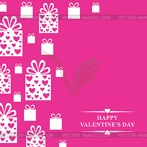 Valentines day greeting card with gifts - vector image