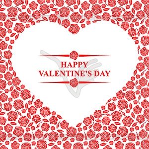 Valentines day card with hearts on roses background - royalty-free vector clipart