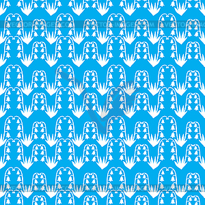 Lilies of valley flowers pattern seamless on blue - vector clipart / vector image