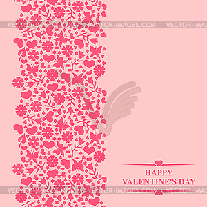 Valentines card with floral elements and hearts - vector image