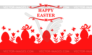 Пасхальная открытка с яйцами и цветами - векторное изображение