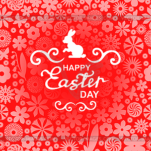 Easter card with greeting text on pink floral - vector EPS clipart