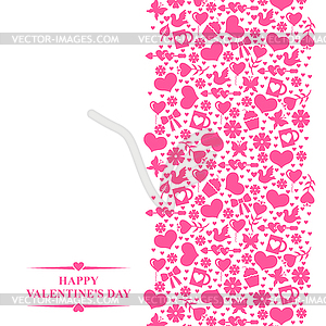 Valentines card with vertical valentines ornament - vector image