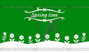 Spring time card on green background - vector image