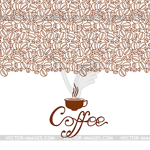 Card with coffee beans contour - vector clipart