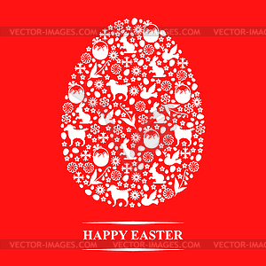 Easter decorative egg on red background - vector image