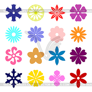 Set silhouette of multicolor flower - vector image