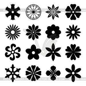 Set silhouette of flower - vector image