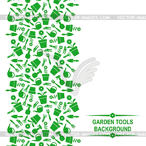 Garden tools vertical background - vector image