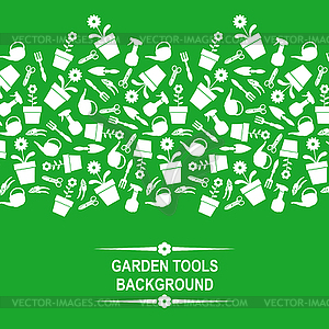 Garden tools background on green background - vector EPS clipart