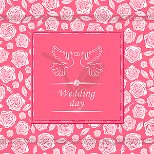 Wedding day card on pink background - vector image