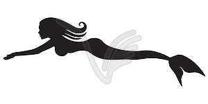 Silhouette of swimming mermaid - vector image