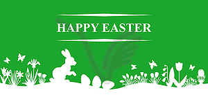 Easter spring landscape on green background - vector image