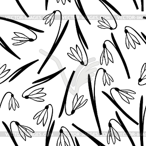 Snowdrop spring flower pattern seamless - vector image