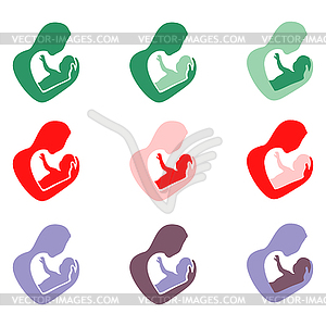Mother and baby icon multicolor set - royalty-free vector image