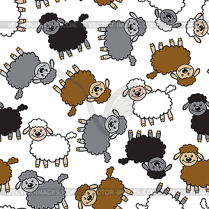 Multicolor cartoon sheep pattern seamless - vector image