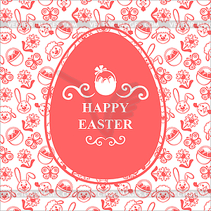 Easter pink greeting card - vector image