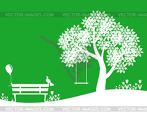Walks Park landscape on green background - vector image