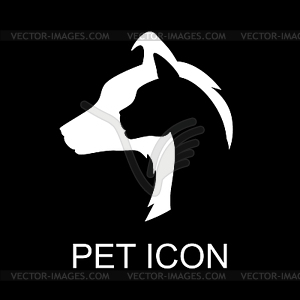 Cat and dog silhouette icon - vector image