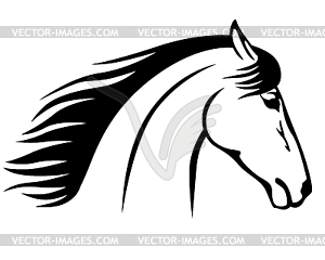 Значок Профиль Голова лошади - черно-белый векторный клипарт