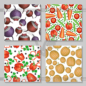 Овощи бесшовные модели набор - рисунок в векторном формате