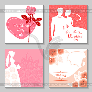 Wedding day card set - vector image