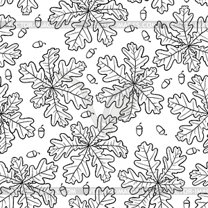 Rosette oak leaves and acorn pattern seamless - vector image