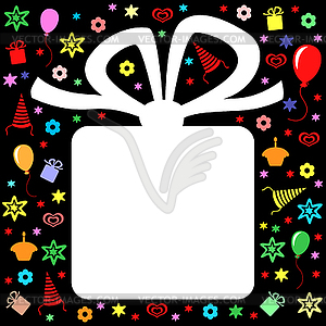 Happy Birthday multicolor card with gift - vector clipart