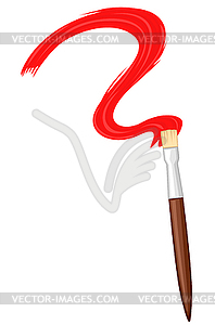 Brush with red paint line - vector image