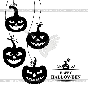 Halloween card with hang pumpkin - vector image