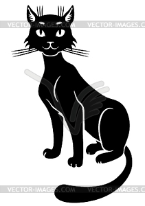 Silhouette of cute black cat sitting - vector image