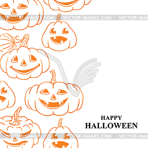 Halloween card with contour pumpkins - vector clipart