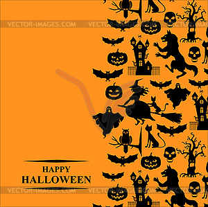 Halloween greeting card vertical design - stock vector clipart