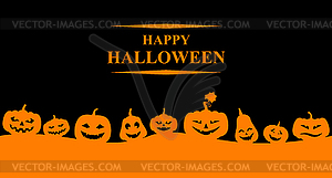 Halloween banner with orange pumpkins - vector clip art