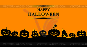 Halloween banner with pumpkins - vector clipart