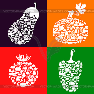 Vegetables of vegetables icon set color - vector image