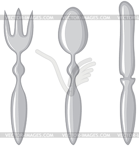 Spoon, fork and knife - vector clip art