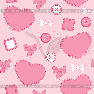 Pattern with hearts and buttons - vector clipart