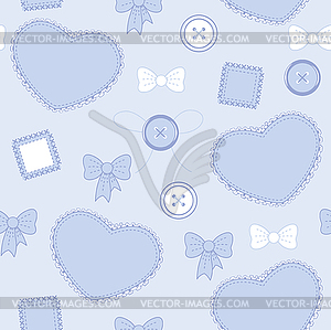 Pattern with hearts and buttons - vector clip art