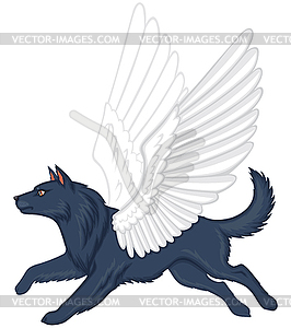 Mythical winged dog Simuran - vector clipart