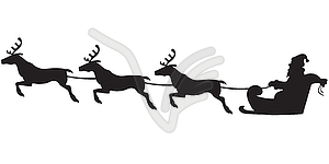 Santa Claus riding on reindeer sleigh - vector image