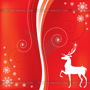 Christmas card with deer - vector image