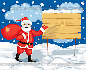 Santa and billboard - stock vector clipart